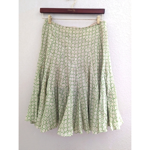 Etcetera Dresses & Skirts - VINTAGE Etcetera Y2K Cotton Ditsy Floral Green Cotton Midi Skirt